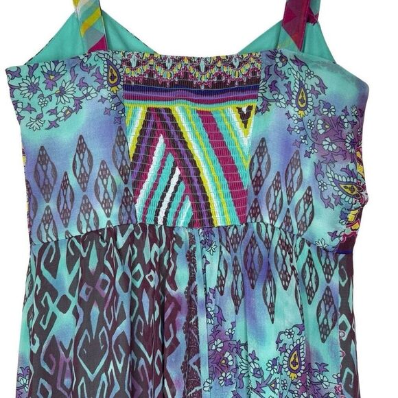 Betsey Johnson Y2K Colorful Bohemian Maxi Slip Dress Sz 10 Vacation, Party - Picture 4 of 14